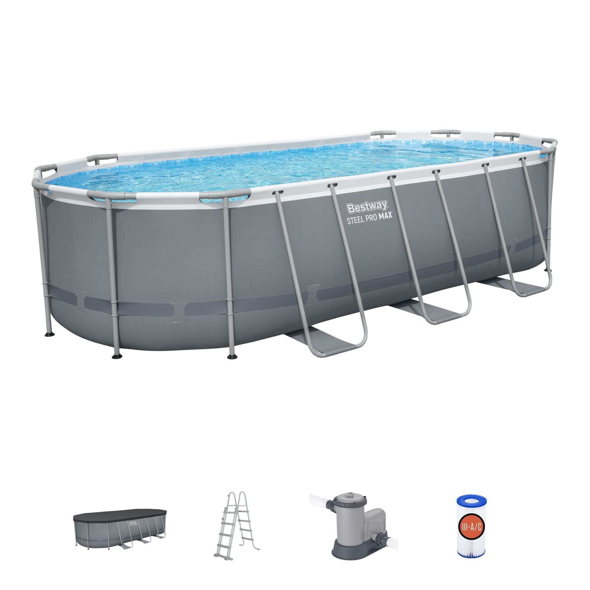 Set piscina fuori terra Steel Pro Max 549x274x122 cm