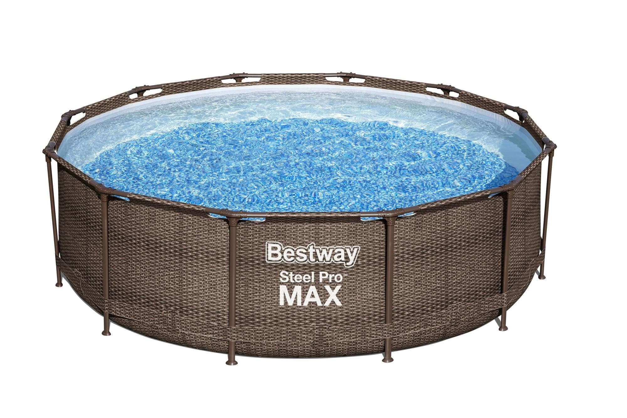 Piscina base struttura e liner rotonda Steel Pro MAX da 366x100 cm rattan scuro