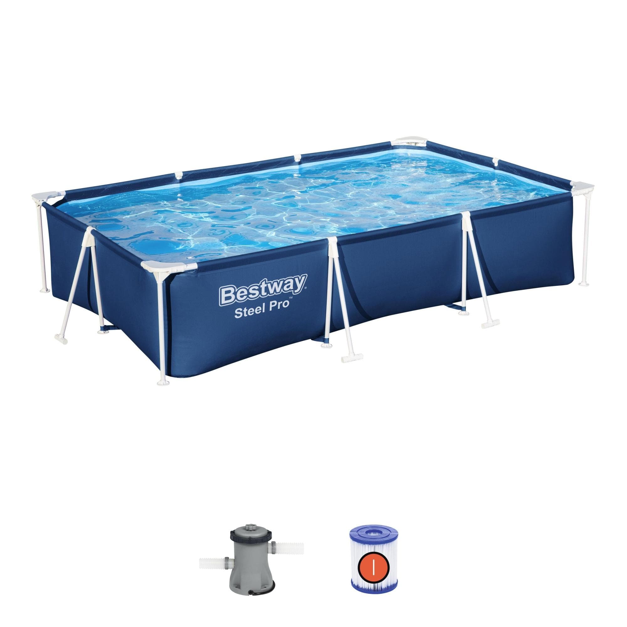 Set piscina da 300x201x66 cm blu scuro