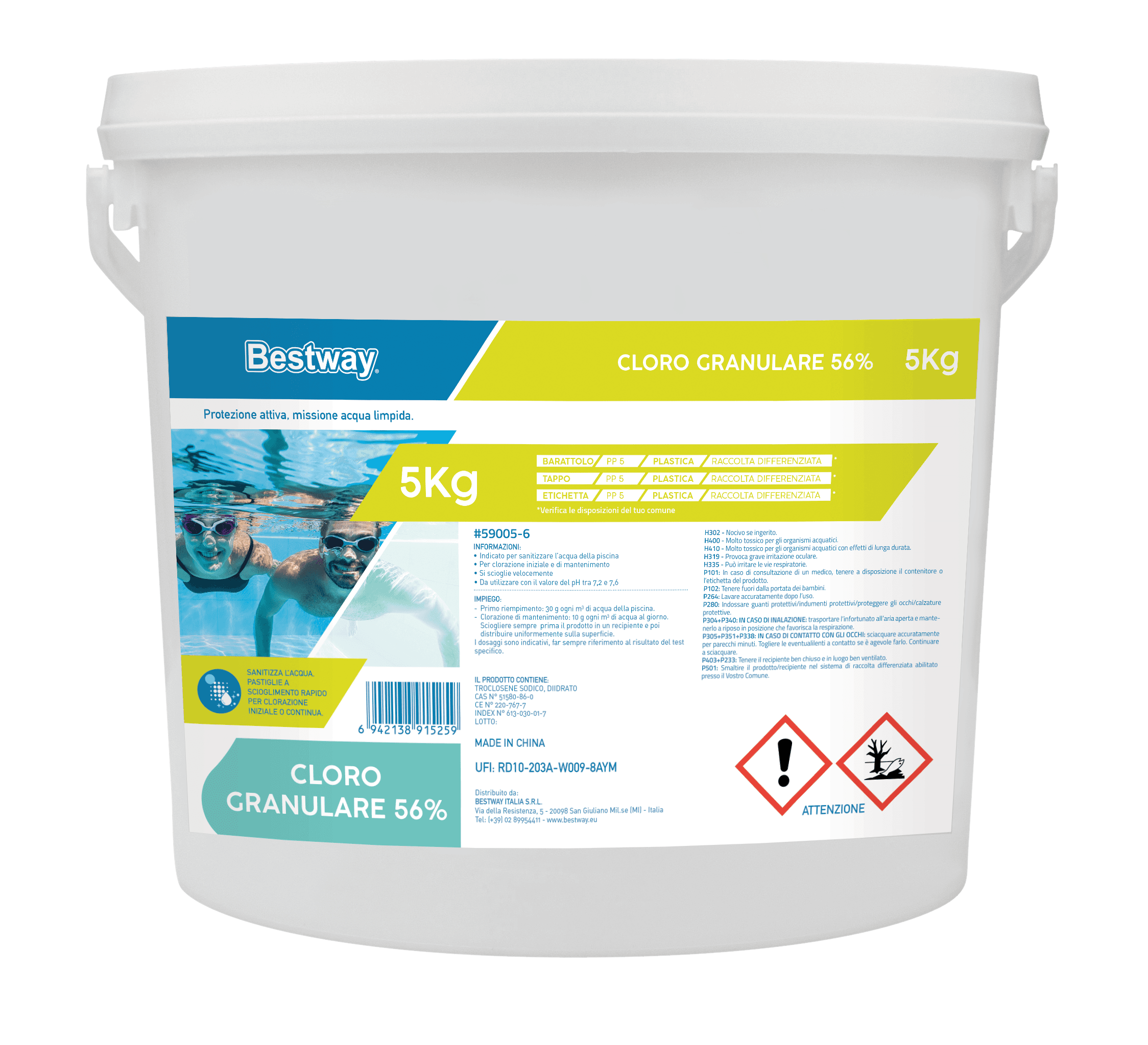 Cloro granulare 56% da 5 Kg per piscina