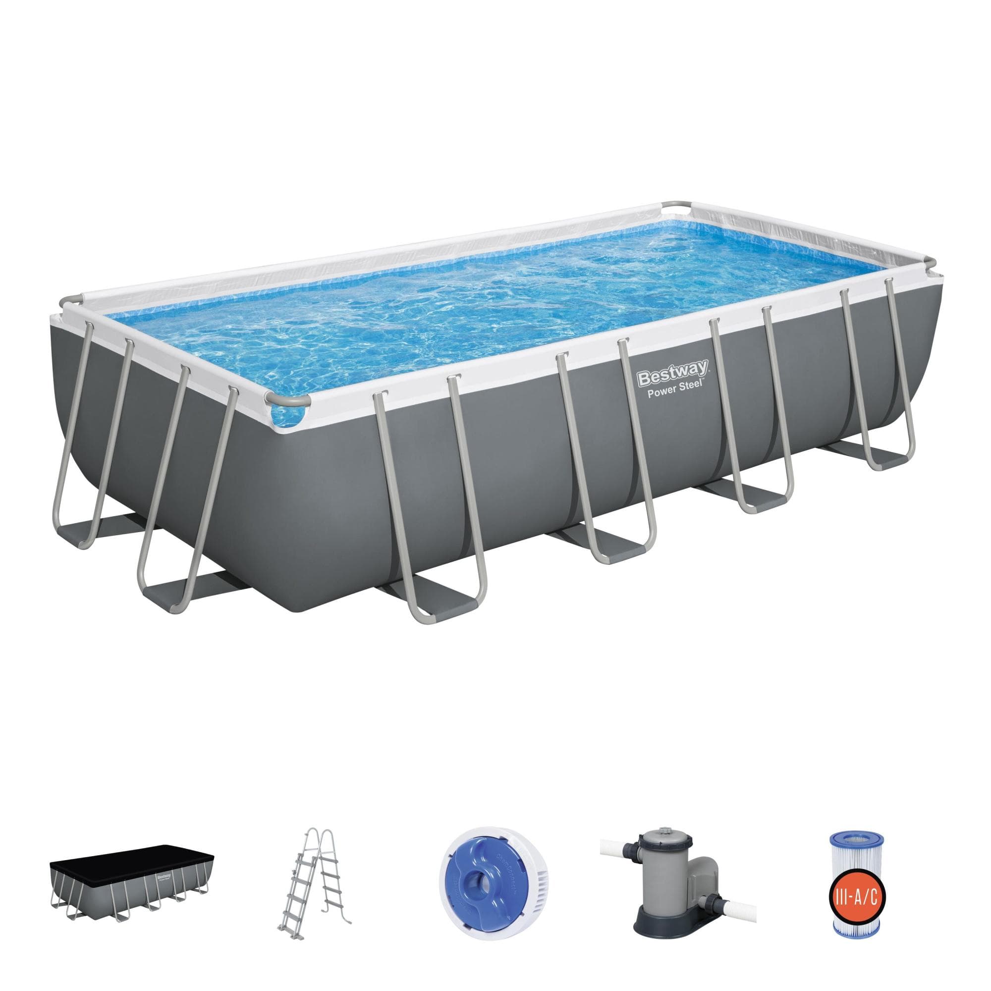 Set piscina da 549x274x122 cm grigio scuro