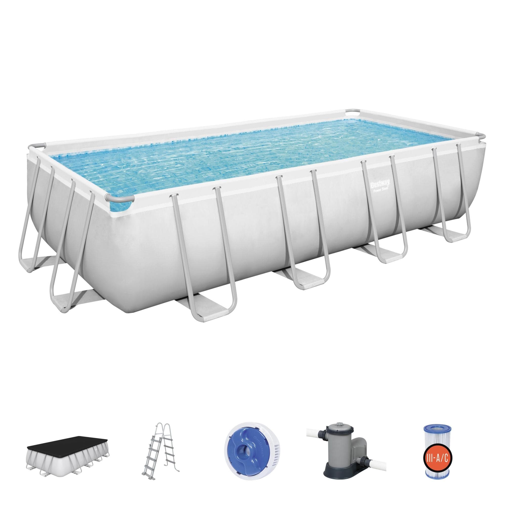 Set piscina da 549x274x122 cm grigio chiaro
