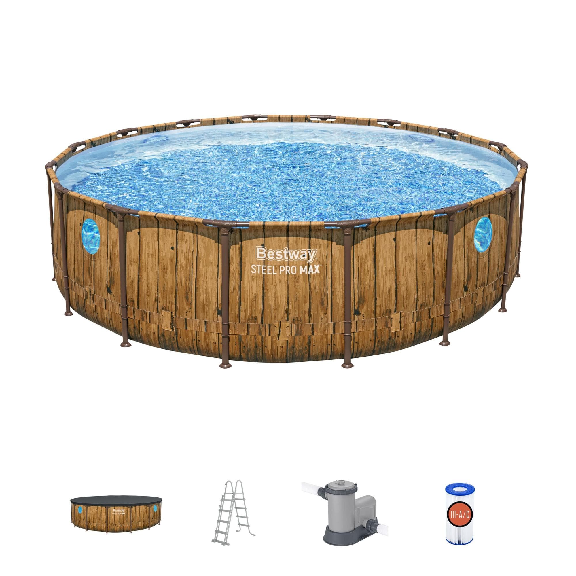 Set piscina - 488x122 cm effetto legno